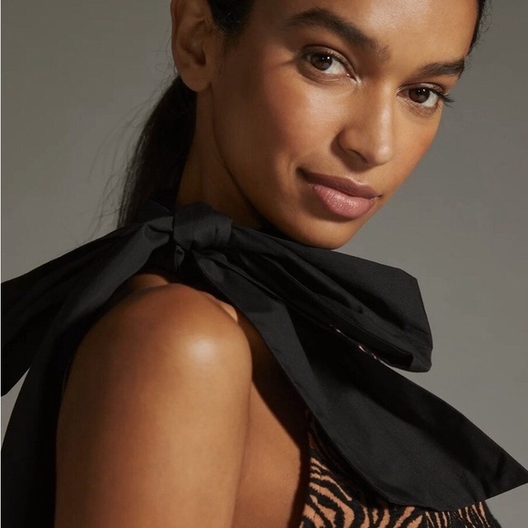 Anthropologie Sunday in Brooklyn Jacquard Halter Top Black Brown , Sz XS, NWT - Picture 3 of 4